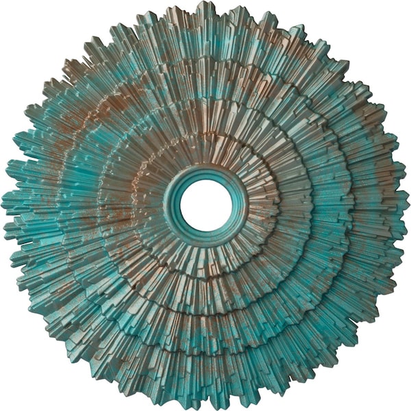Ekena Millwork Eryn Ceiling Medallion (Fits Canopies up to 4"), 24 3/4"OD x 3 1/4"ID x 1 7/8"P, Copper Green Patina CM24ENCGS - main